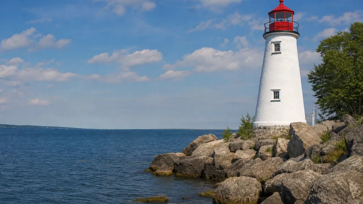 Historic Lighthouses Great Lakes travel guide illustration