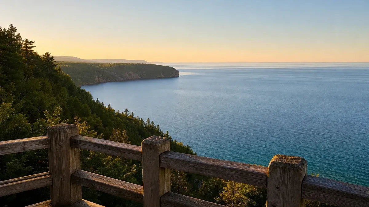 Scenic Viewpoints illustrated Great Lakes shoreline scene