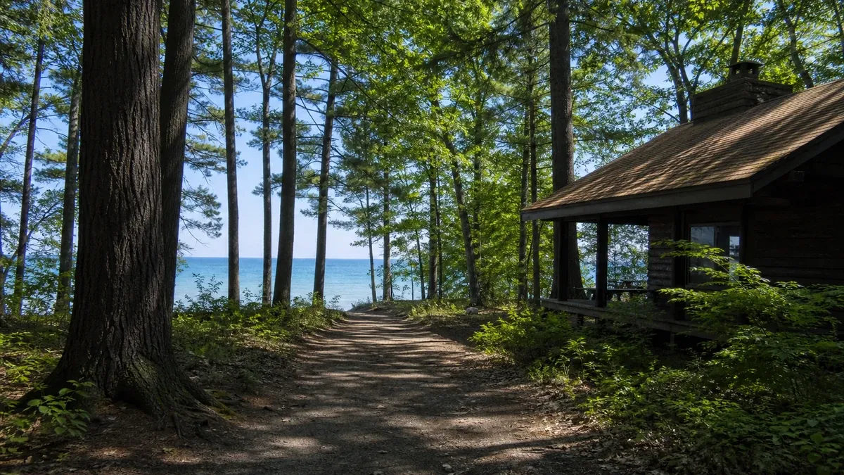 State Parks illustrated Great Lakes shoreline scene